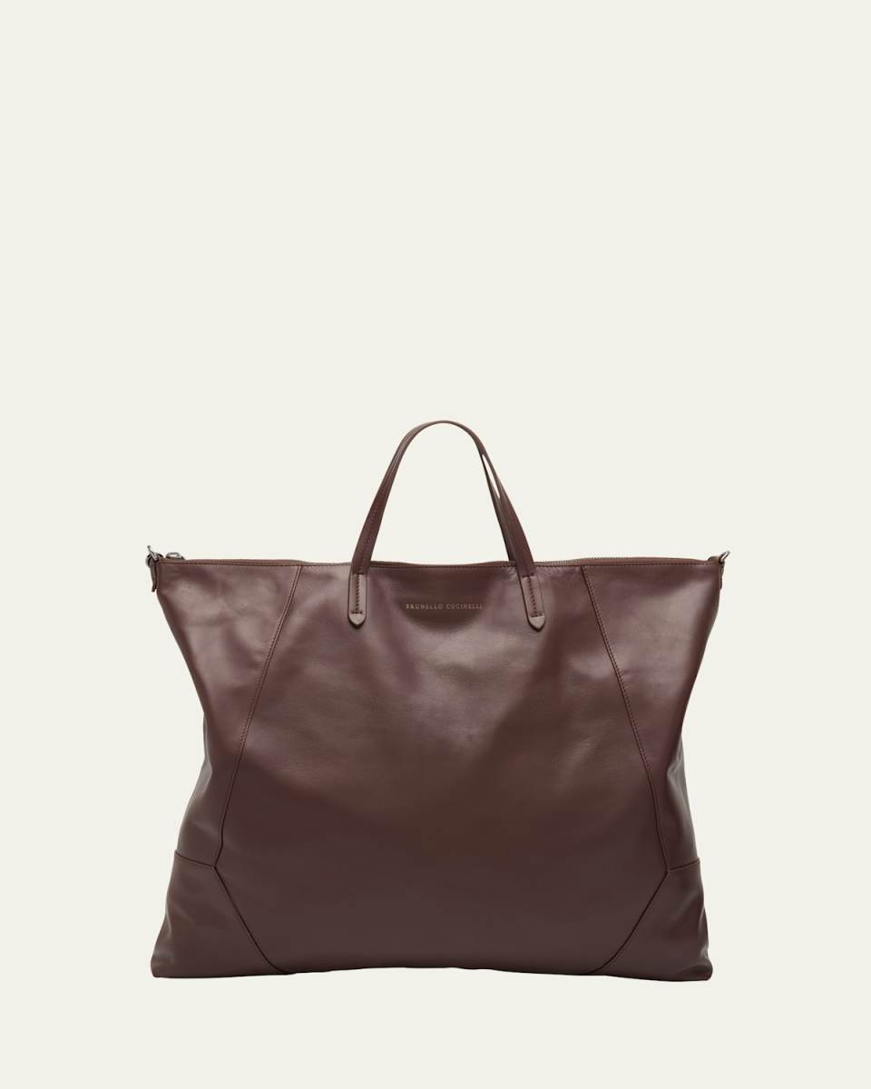 Duo Large Calfskin Shopper Shoulder Bag